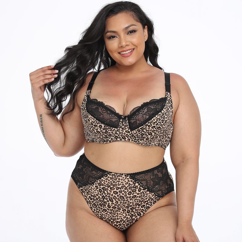 Leopard Bra Set Gather Adjustment Type