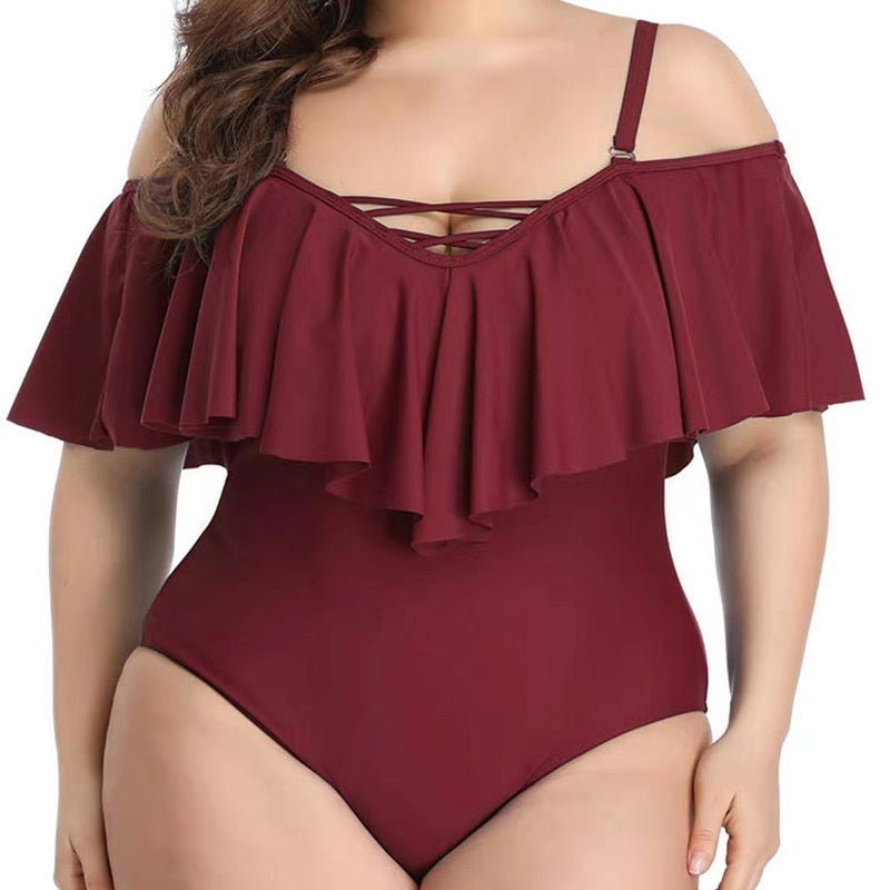 Ruffled plus size slimming bikini