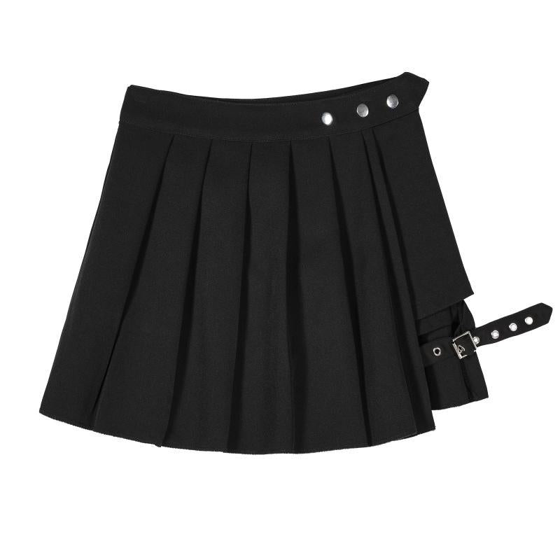 Dark pleated skirt with leg loops