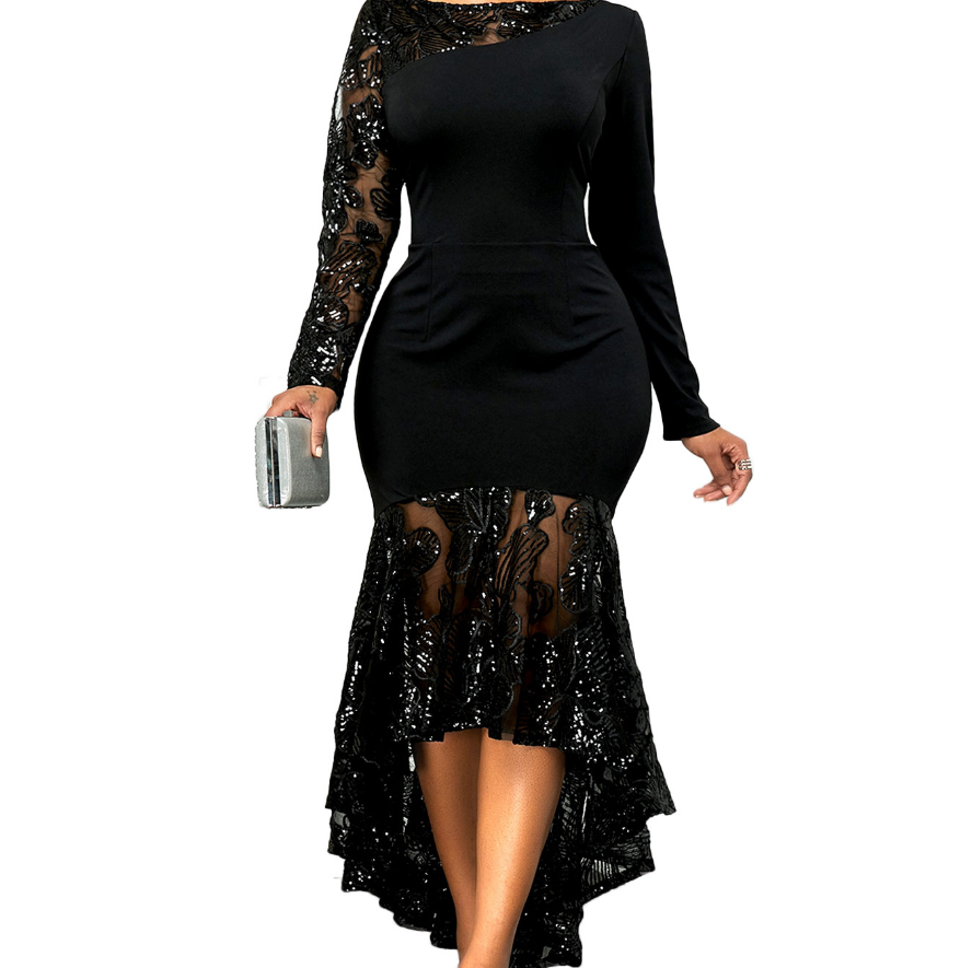 Long sleeve swallowtail dress