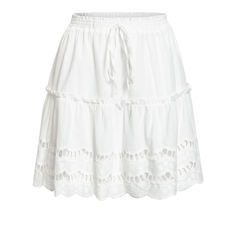 Hook flower hollow pleated ruffled skirt