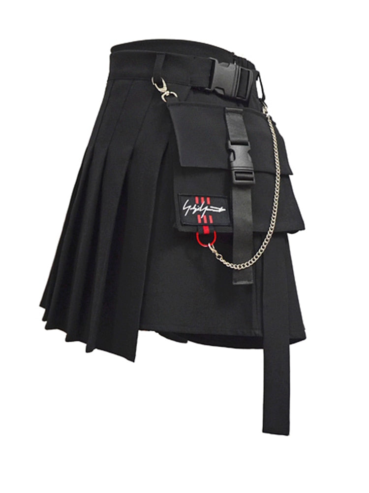 Irregular pleated short skirt hakama