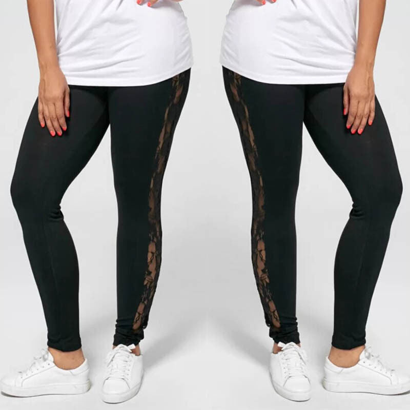 Leggings de encaje calados de mujer sexy de talla grande