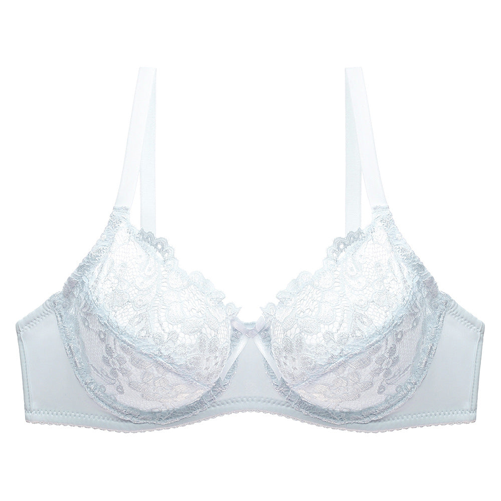 Sheer Embroidered Breathable Lace Bra