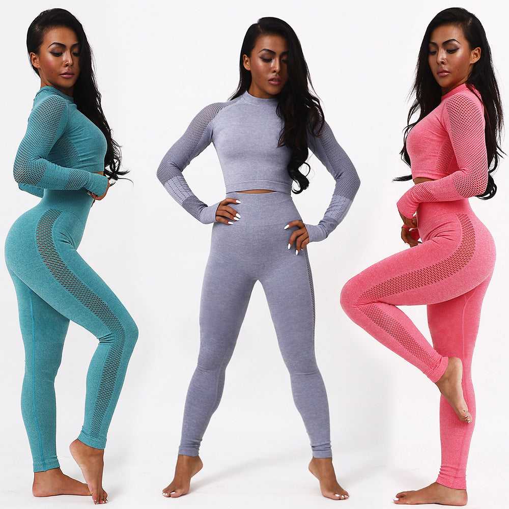 Fashion fitness yoga long sleeve suit