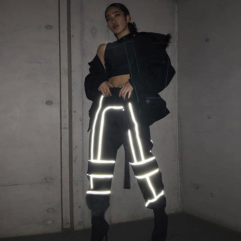 Europe and the United States cross-border explosion models 2021 speed sell through the spring new women's ins hot reflective stitching casual overalls