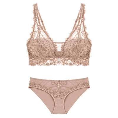 Laceless Bra Gathering Bra Lace Bra Set