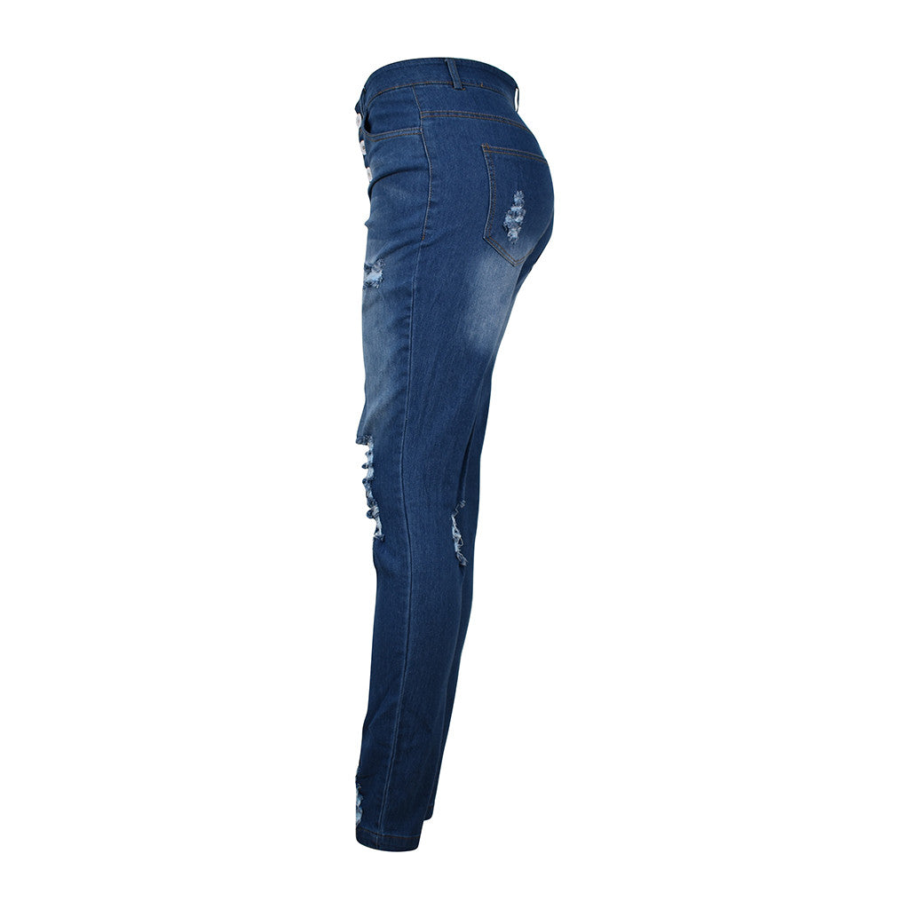 Pin buckle slim fit jeans