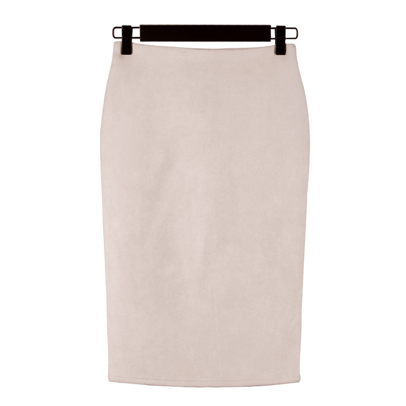 Solid color split deerskin velvet skirt