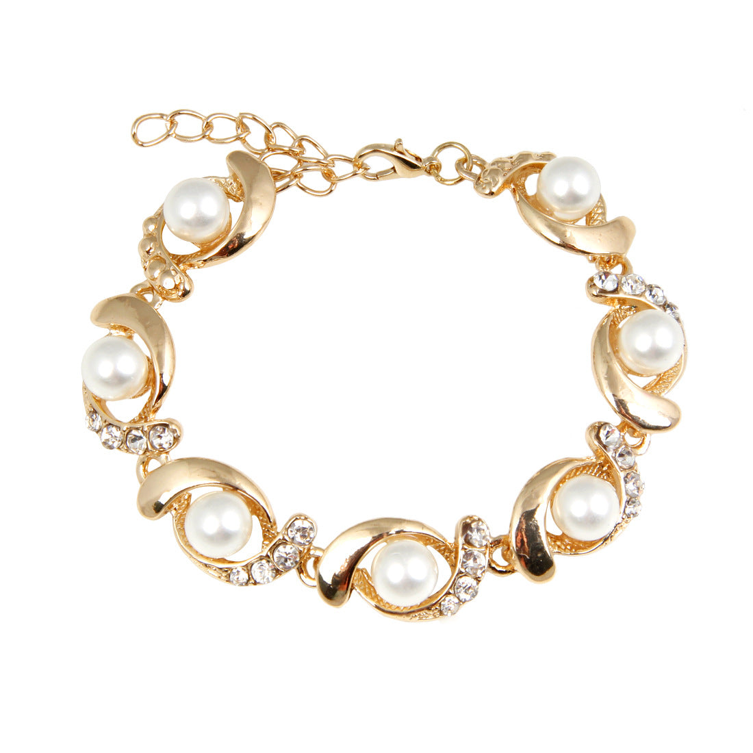 Korean Style Fashion Gold Plated Silver Plated  Pearl Alloy Bracelet