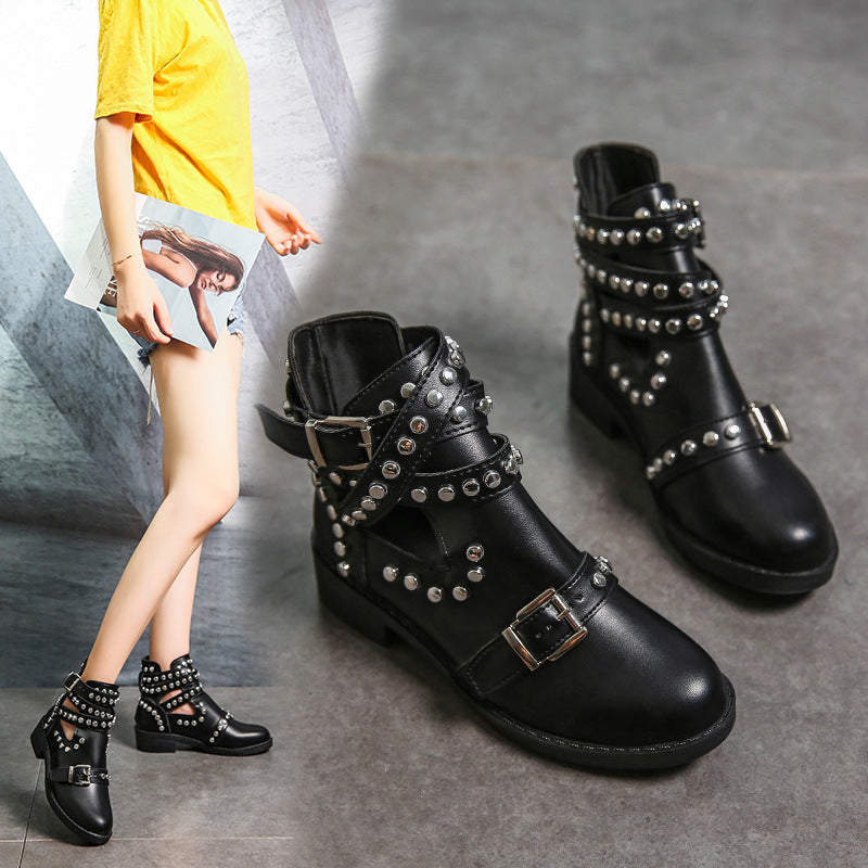 Fashion metal rivet belt buckle Martin boots