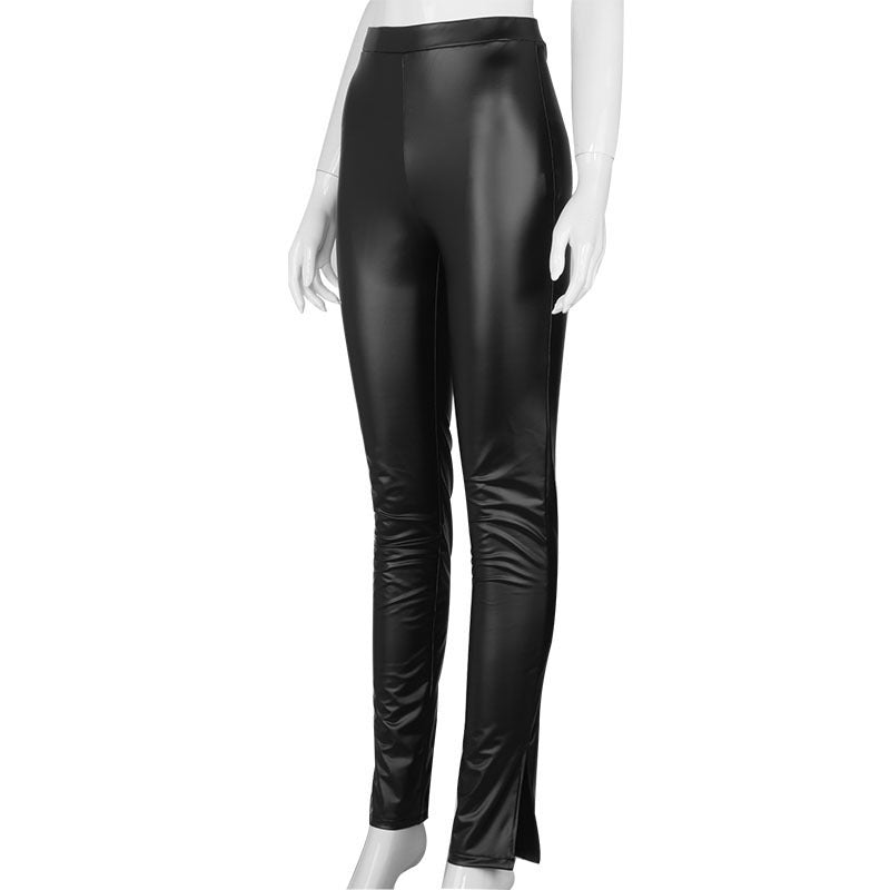 Split leather pants