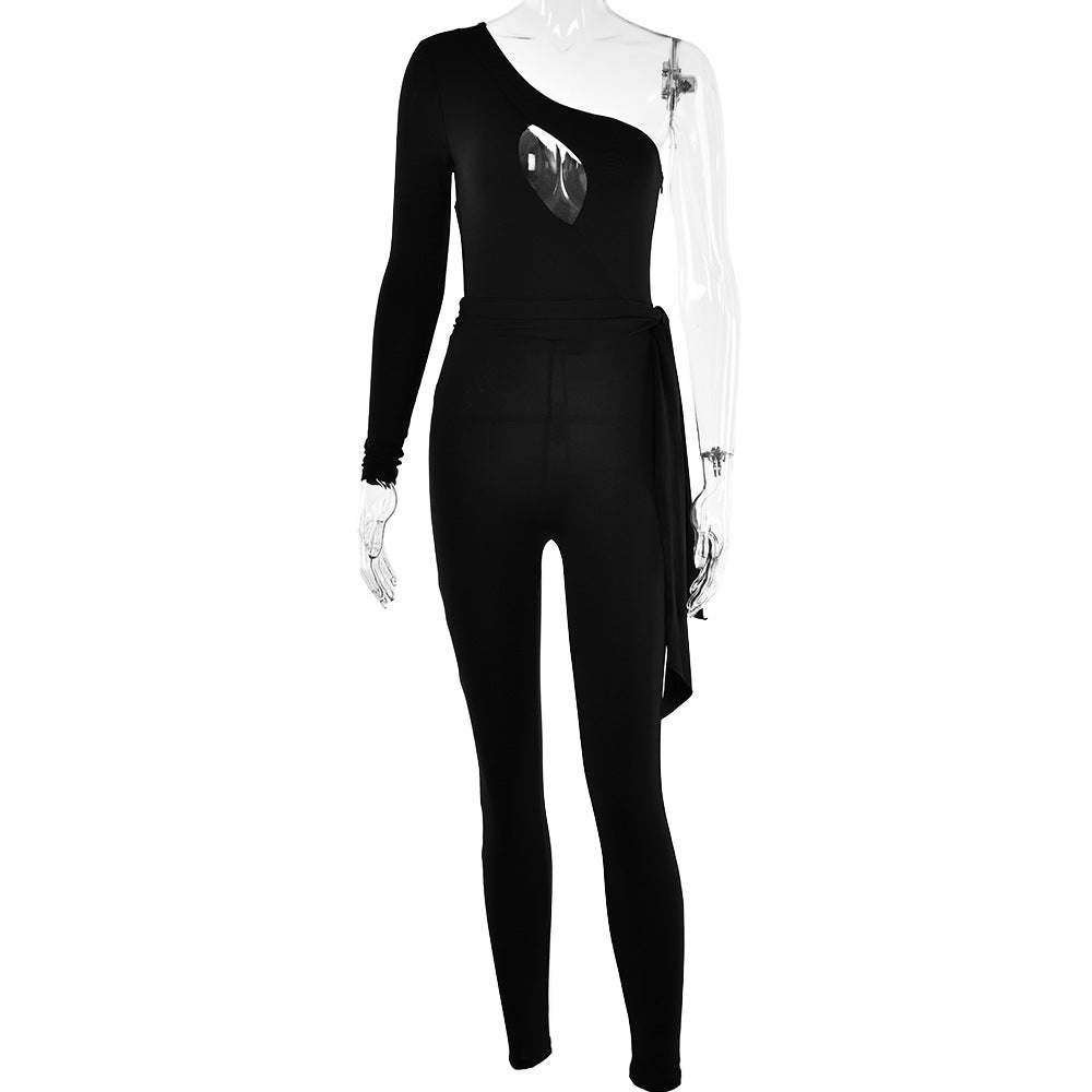 High Elastic Shapewear Women's Fashion Hot Sexy Backless One-sleeved Onesie