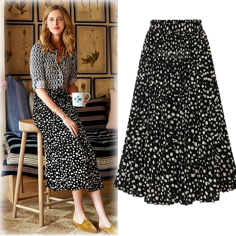 Chiffon polka dot fold skirt