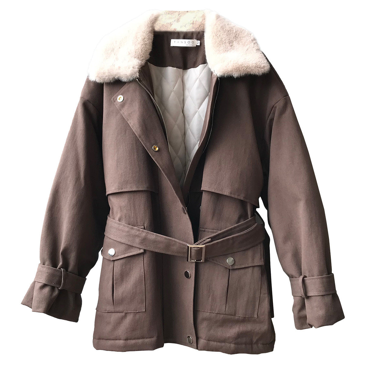 Women's mink fleece collar cotton jacket