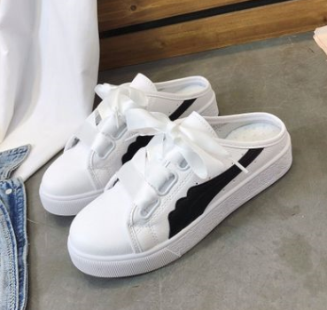 2021 summer new Korean casual canvas shoes wild casual students with back empty women's shoes