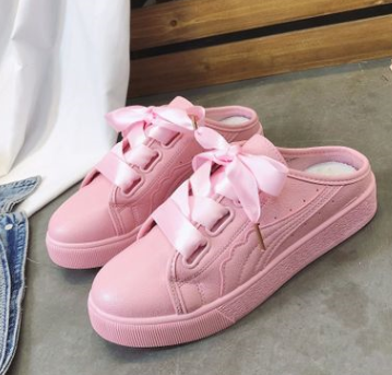 2021 summer new Korean casual canvas shoes wild casual students with back empty women's shoes