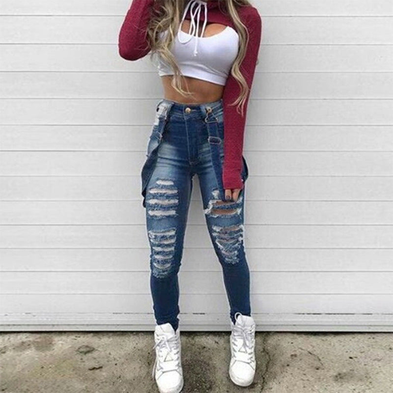 High-rise ripped jeans