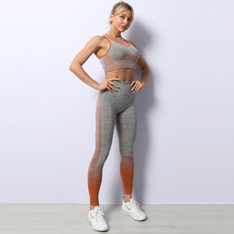 Seamless Knitted Yoga Suit Women's Lulu Yoga Fitness Sports Bra Vest High Waist Yoga Pants