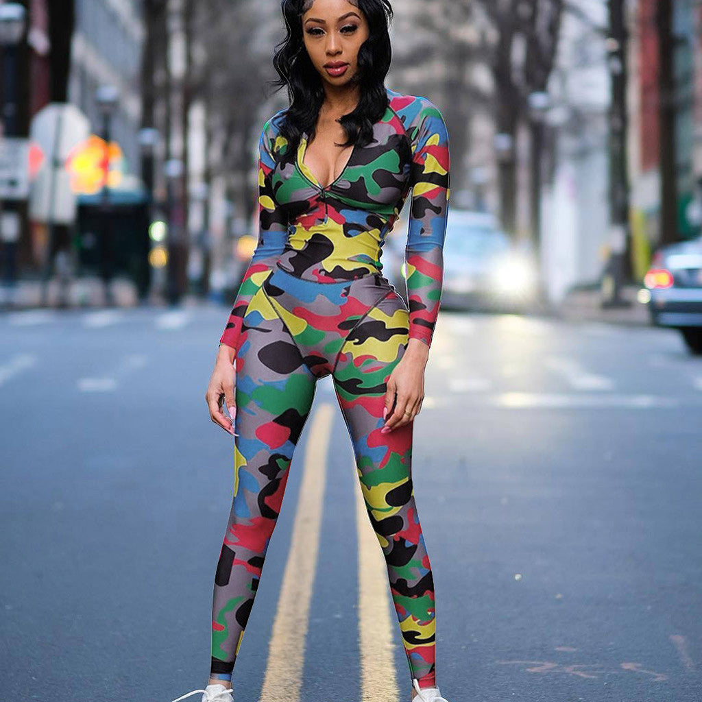 Camouflage print jumpsuit