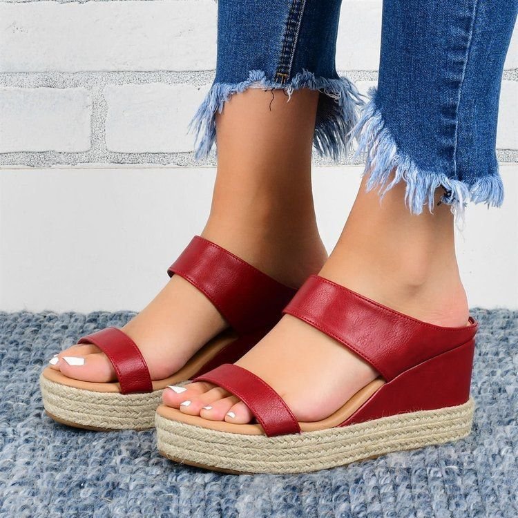 Large Size Hemp Rope Braided Platform Wedge Sandals Women