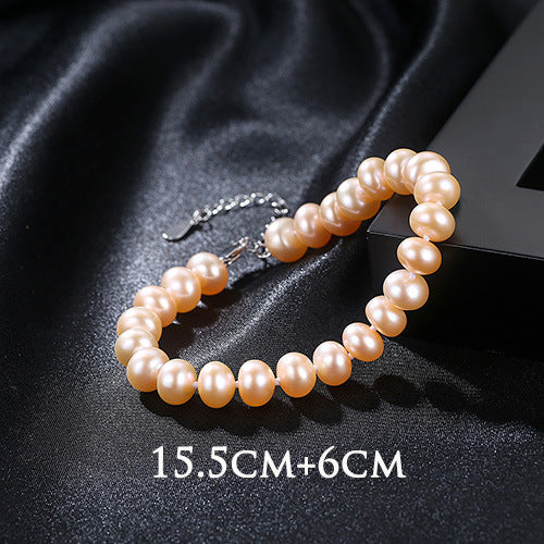 S925 Silver Buckle 7-8mm Freshwater Pearl Bracelet