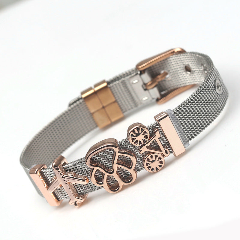 Two-tone Mesh Stainless Steel Bracelet