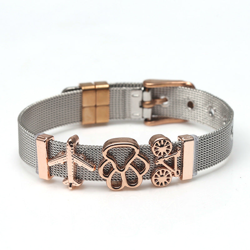 Two-tone Mesh Stainless Steel Bracelet