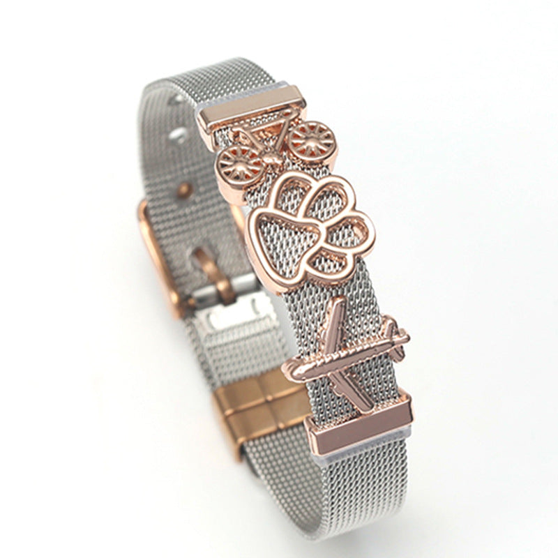 Two-tone Mesh Stainless Steel Bracelet