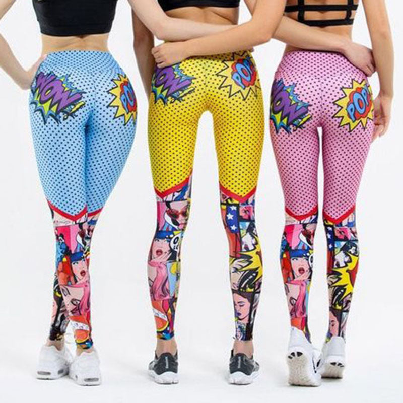 Funny Cartoon Leggings Female High Waist Printing Pant Leggings Fitness Sports Pants