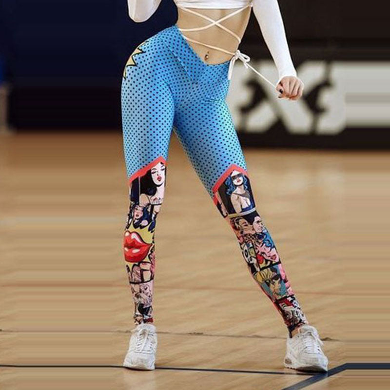 Funny Cartoon Leggings Female High Waist Printing Pant Leggings Fitness Sports Pants