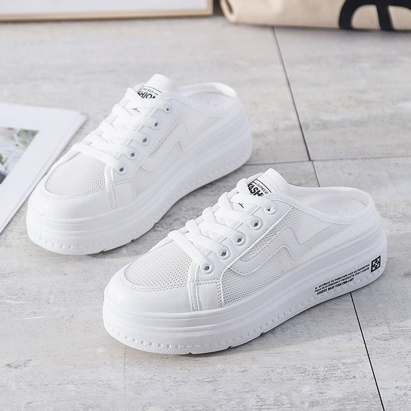 Baotou Semi Support Shoes Small White Shoes Without Heel Women's Shoes