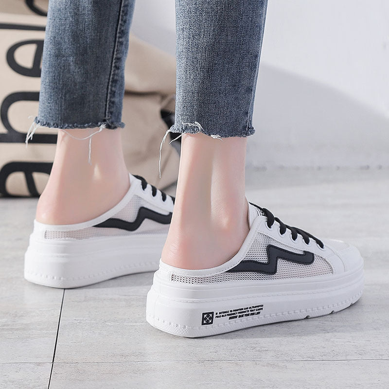 Baotou Semi Support Shoes Small White Shoes Without Heel Women's Shoes