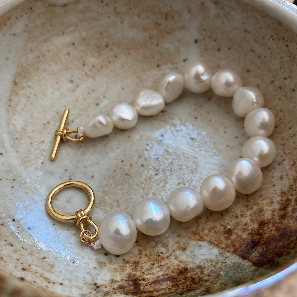 925 Sterling Silver Shaped Pearl Bracelet