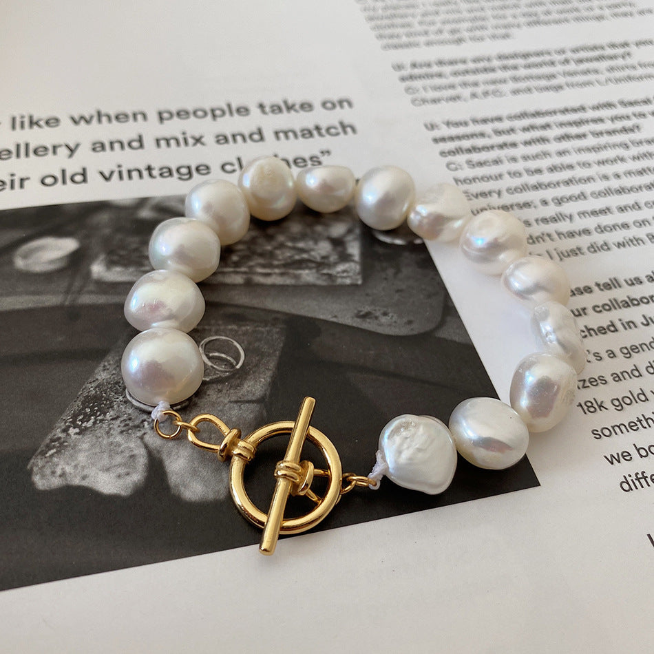 925 Sterling Silver Shaped Pearl Bracelet