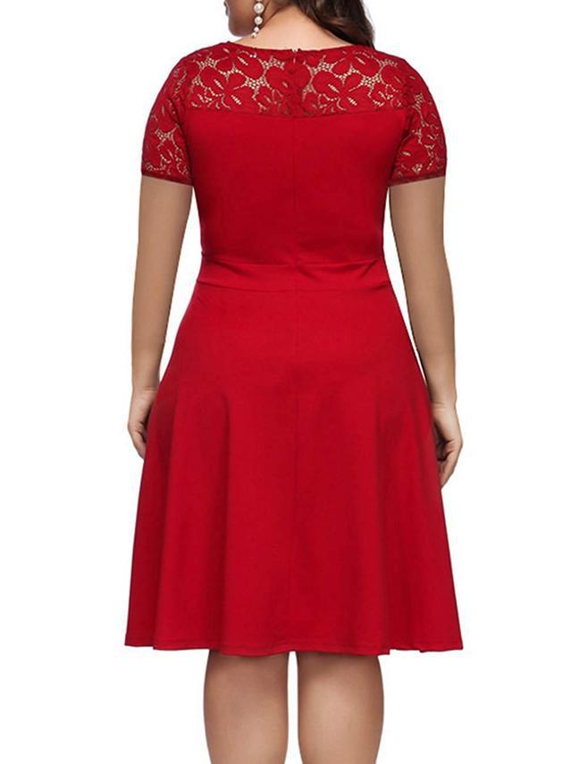 New Summer Plus Size Dresses Sexy V-neck Lace Vestido Largo Big Size Hollow out Zipper Short-sleeve Slim Large-size Dress