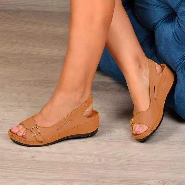 Sandalias De Verano Mujer Moda Zapatos De Mujer Romanos Comercio Exterior Zapatos De Mujer Hebilla Boca De Pez Pendiente De Playa con Sandalias De Mujer