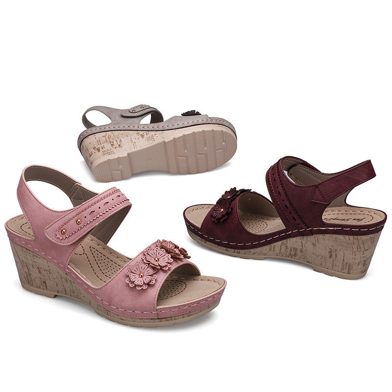 New Style Velcro Wedge Heel Casual Comfortable Sandals Women