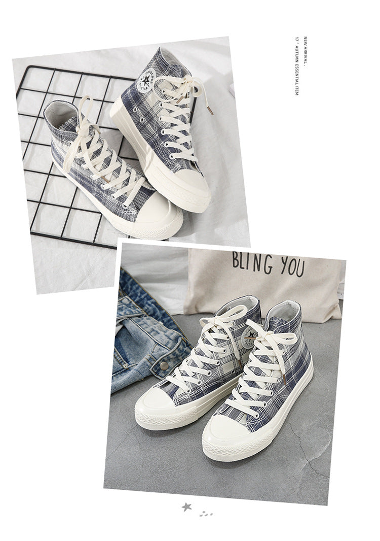 High-top Canvas Shoes Female Niche Original White Shoes Student Wild Retro Hong Kong Style Sneakers