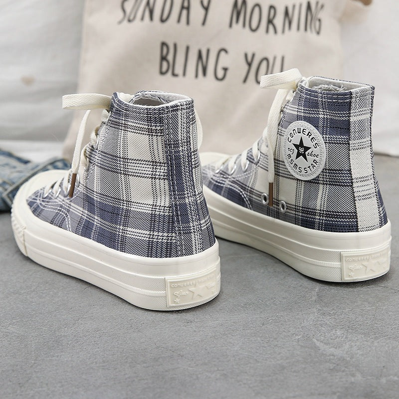 High-top Canvas Shoes Female Niche Original White Shoes Student Wild Retro Hong Kong Style Sneakers