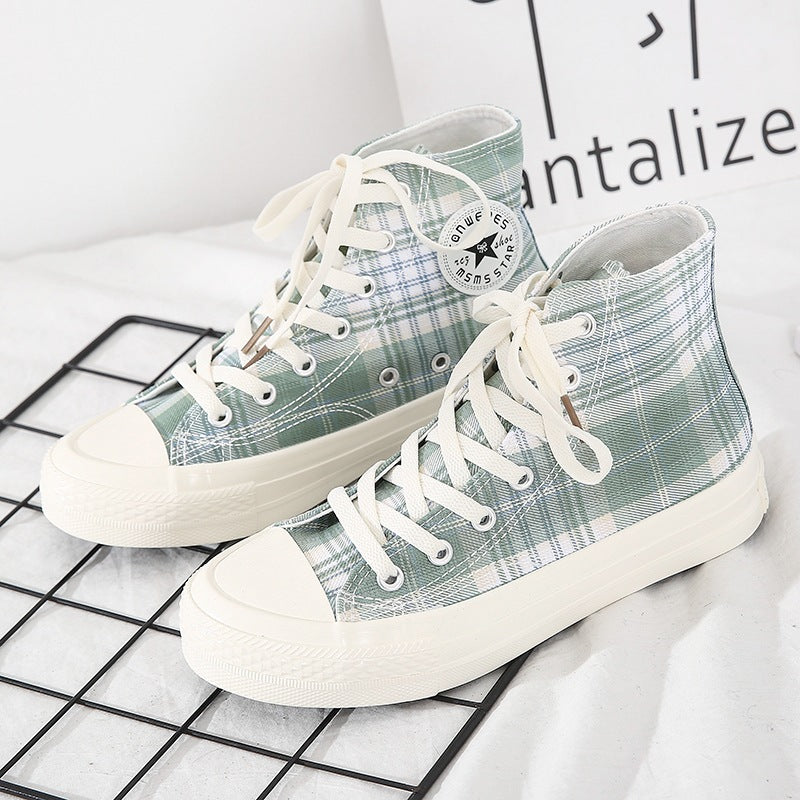 High-top Canvas Shoes Female Niche Original White Shoes Student Wild Retro Hong Kong Style Sneakers