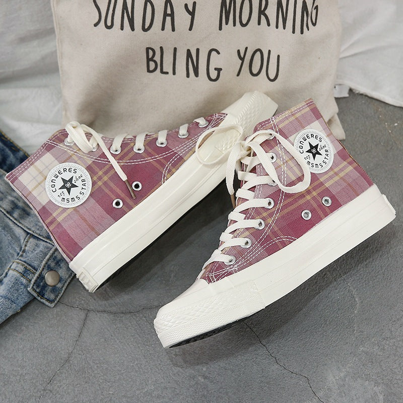 High-top Canvas Shoes Female Niche Original White Shoes Student Wild Retro Hong Kong Style Sneakers