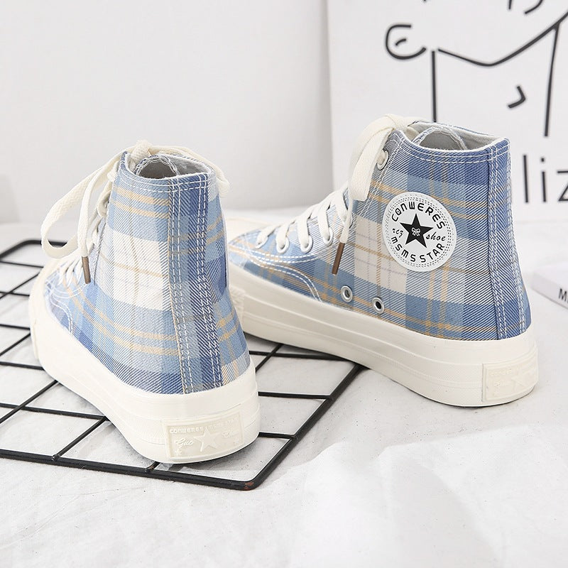 High-top Canvas Shoes Female Niche Original White Shoes Student Wild Retro Hong Kong Style Sneakers