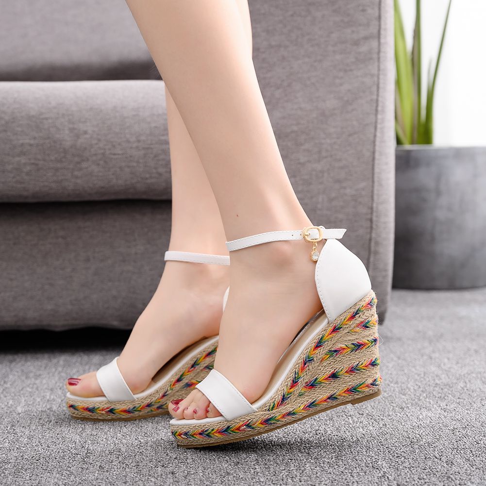 Straw Bohemian Platform Wedge Sandals