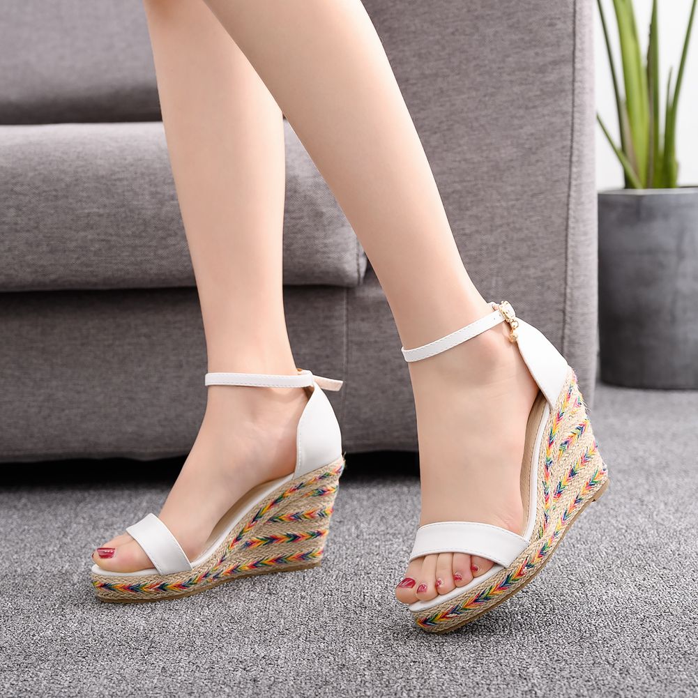 Straw Bohemian Platform Wedge Sandals