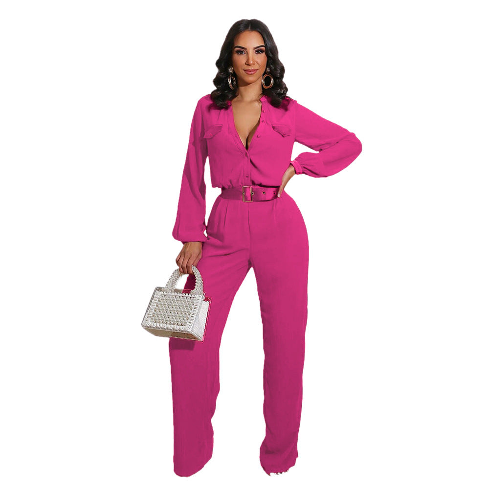 Fashion Casual Loose Women's Slim Long-sleeved Jumpsuit