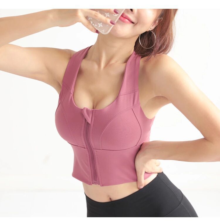 Sports Underwear Women'S Running Shockproof Front Zipper Beauty Back Gather Stereotype Fitness Yoga Bra