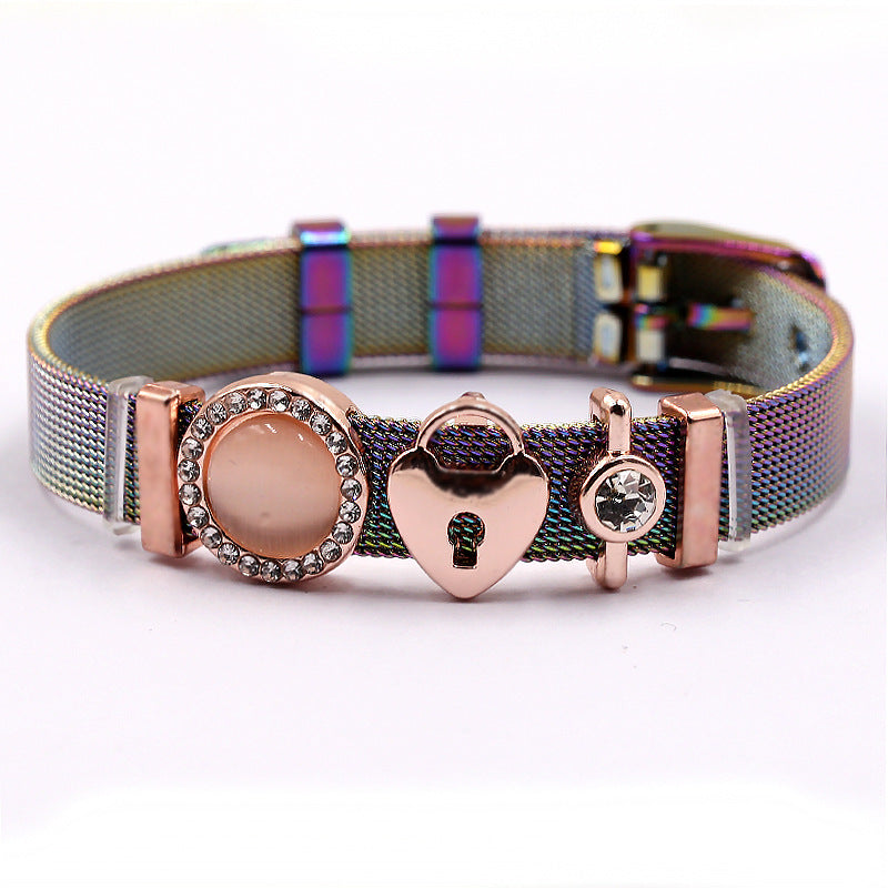 Colorful Exquisite Stainless Steel Strap Men's and Women's Bracelets