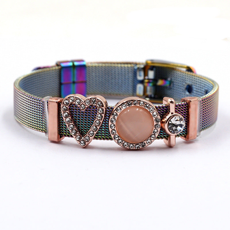 Colorful Exquisite Stainless Steel Strap Men's and Women's Bracelets