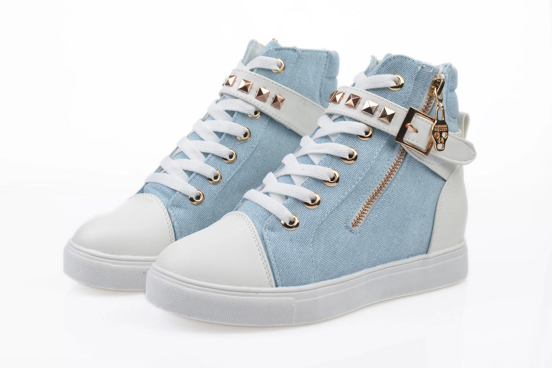 Riveted Canvas Shoes Middle Side Platform Shoes